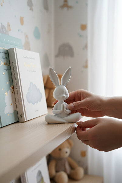 ecolia store Zen Beyaz Tavşan Biblo - Meditasyon Yapan Dekoratif Obje - Minim...