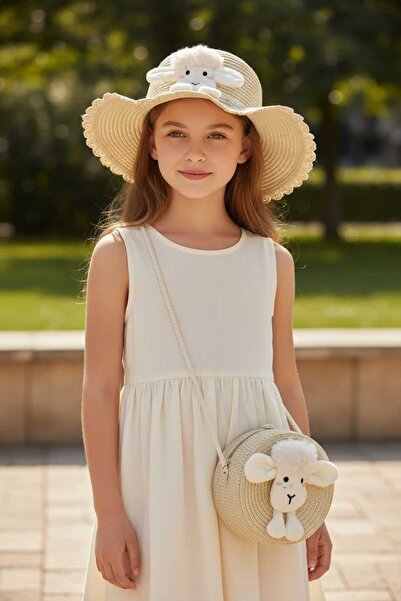 Aware Time مجموعة حقائب قبعة فيدورا للفتيات بعمر 3-8 سنوات مع إكسسوارات من القش