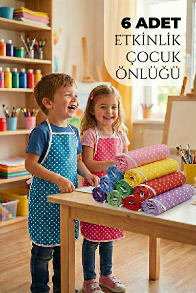 Morlay 6 Adet Karışık Çocuk Önlüğü – Kreş Anaokulu Etkinlik Boyama Önlüğü Sıv...