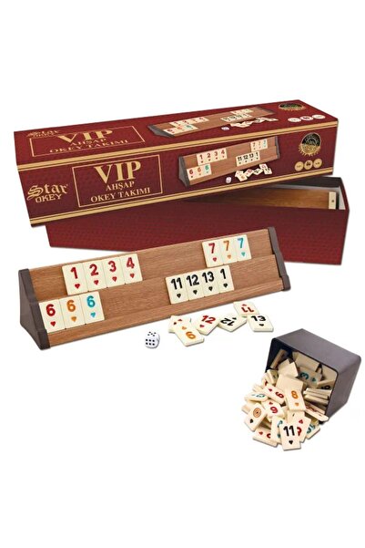 Star Oyun Aletleri Light Color Star Vip Wooden Okey Set Antibacterial Melamin...