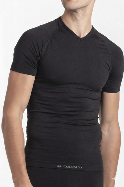 OIL COMPANY Unisex V-Neck Short Sleeve Non Restrictive Movement Flexible Anti...