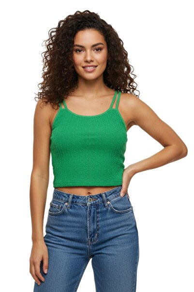 Defnem 8136 Модель жіночий кроп-топ на бретельках з підкладкою - BGL-ST03783