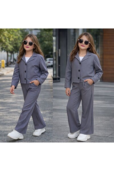 KOKOŞ BEBEK Girl's Jacket and Pants Set – Pleated Pants with Pocket Button De...