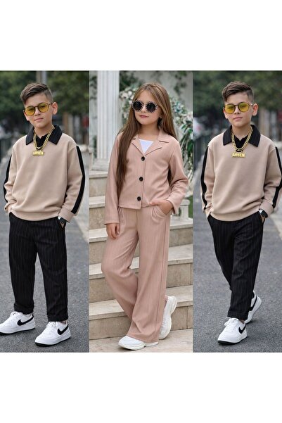 KOKOŞ BEBEK Holiday Brother Combination – Stylish Striped Set for Girls and B...