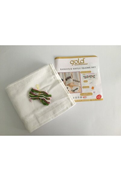 GOLD HOME COLLECTION Gold Kanaviçe Havlu Işleme Set