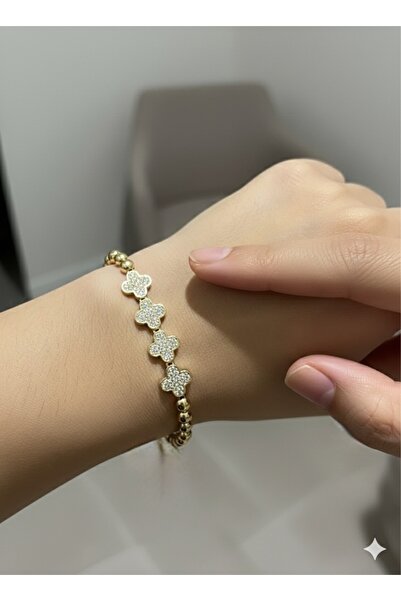 Store 14k Altın Rengi Zirkon Taşlı Yonca Fİgürlü Xuping Top Zincir Bileklik 1...