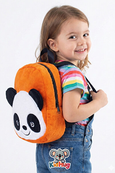 KidHug Panda Çocuk Çantası Premium Kız-erkek Çocuk Nakışlı At Tüyü Kumaş Çocu...
