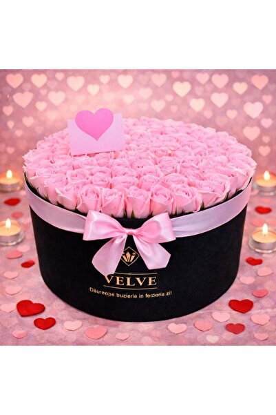 velve Флорална аранжировка от 101 сапунени рози, персонализирана поздравителн...