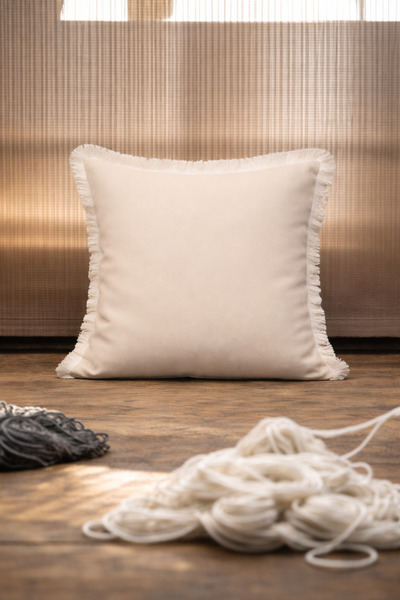 Alacastore Față de pernă cu cadru bej de culoare uni