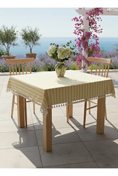 LILYUM Dikey Çizgili Dekoratif Masa Örtüsü
