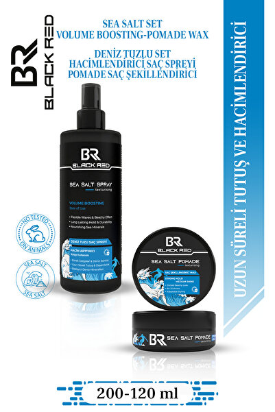 Black Red Saç Deniz Tuzu Spreyi - Sea Salt Spray & Sea Salt Toz Wax Saç - 2'l...