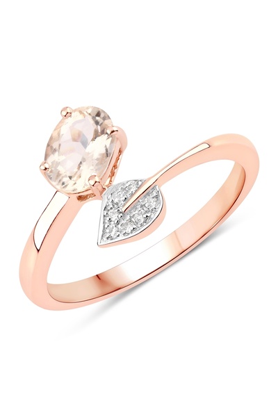Rafaela Donata Edelsteinring Ring Sterling Silber rosévergoldet Morganit rosa...