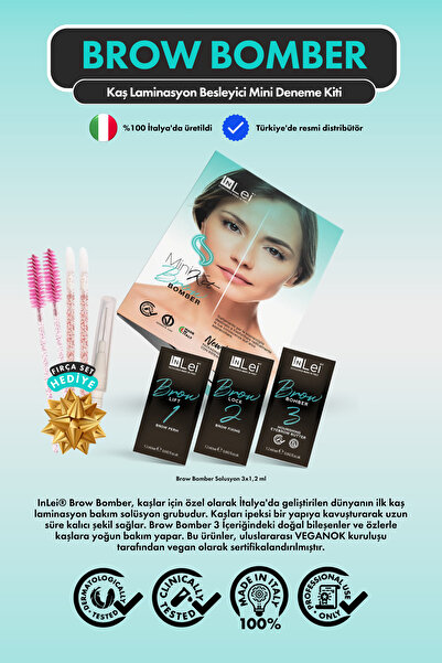 İnLei Brow Bomber Kaş Laminasyon & Lifting Deneme Mini Seti Şase Paket 3×1,2ml