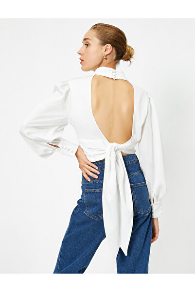 Koton Εξώπλατη μπλούζα βραδινού φορέματος με φαρδιά μανίκια και μανσέτες