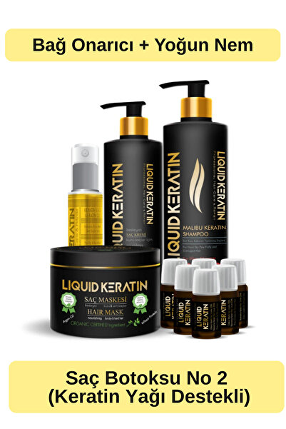 Liquid Keratin Keratin Yağlı Saç Botoksu No 2 (Onarım + Yoğun Nem) Keratin Ba...