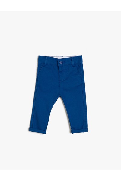 Koton Kids Cotton Slim Gabardine Chino Pocket Adjustable Elastic Waist Classi...