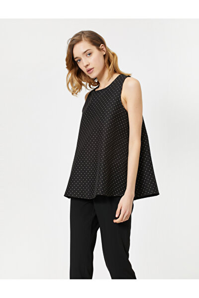 Koton Μπλούζα με λαιμόκοψη ποδηλάτου, αμάνικη, πουά