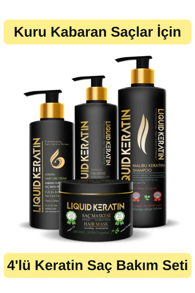 Liquid Keratin Kabaran Saç Keratin Bakım Seti (4'LÜ)
