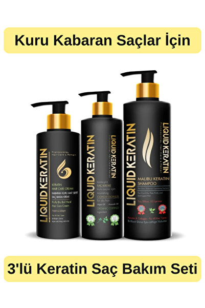 Liquid Keratin Kabaran Kuru Saçlara Keratin Bakım Seti (3'LÜ)
