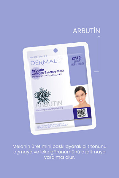 Dermal Beyazlatıcı, Nemlendirici ve Arındırıcı Arbutin Kolajen Maske 23gr
