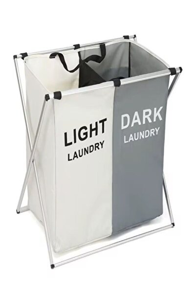 China Made Coș de rufe dublu - Rufe separate, pliabil, cadru metalic