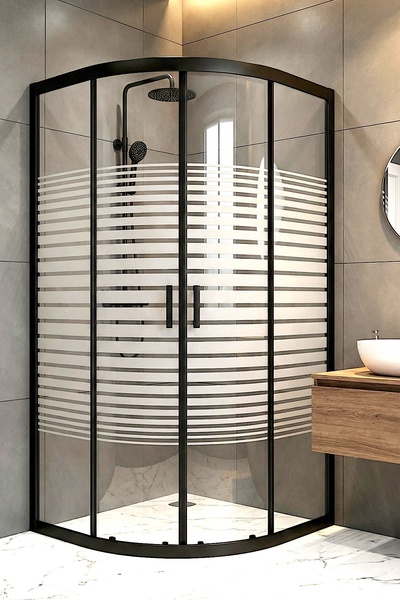 Durul Duşakabin Oval Siyah 5mm Çizgili H.190