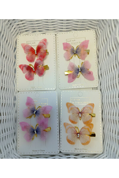 ŞEHRAZAT HANDMADE TASARIM MİDİ BOY 2Lİ TÜL KANATLI KELEBEK SAÇ TOKASI