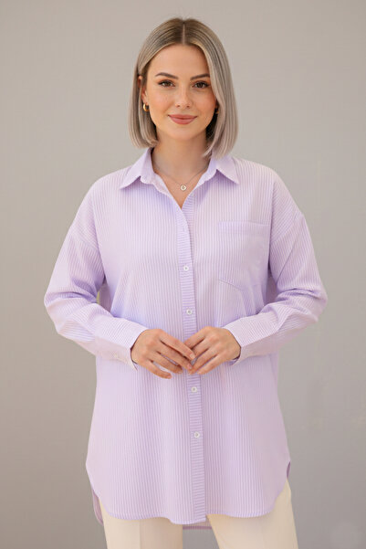 benguen قميص موديل 12020 مخطط باللون الليلكي