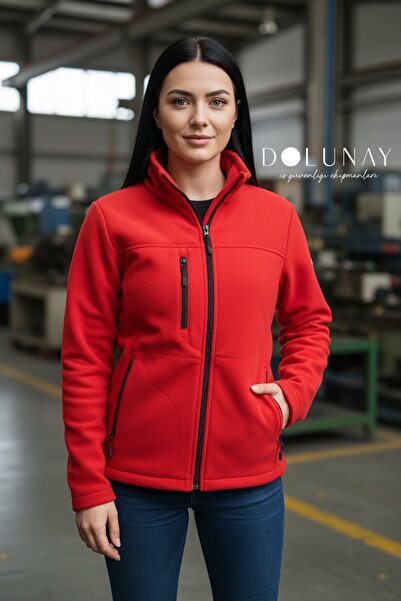 Dolunay İş Elbiseleri Red Fleece Coat - 3 Pockets