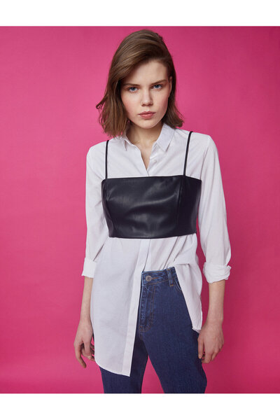 Koton Leather Look Crop Tanktop