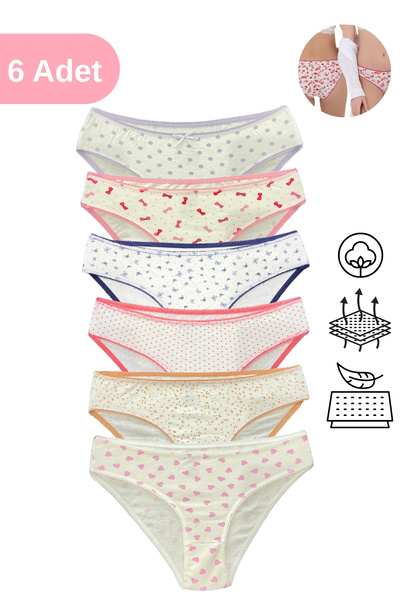 CNT Women's 6-Piece Bikini Panties Special Package in Mixed Color and Flower ...