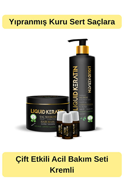 Liquid Keratin Yıpranmış Saçlara Saç Botoksu Bakım Onarıcı Full Set (KREMLİ)