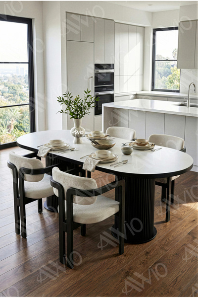 AVVİO Nidya Bohem Ayak 4'lü Tokyo Metal Demonte Sandalye 80x140 Masa Sandalye...