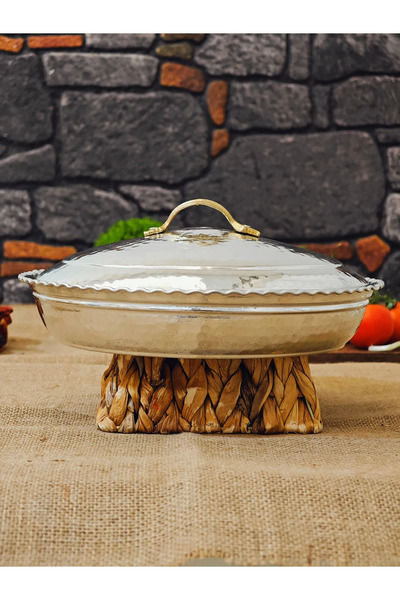 modabakir Copper Pilav Pot Handmade 30 cm Silver