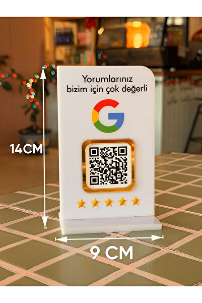 mooodcase Google Yorum QR Standı PleksiGlass Beyaz