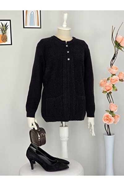 ENDAMIM Plain Knitwear 3 Buttoned Short Cardigan