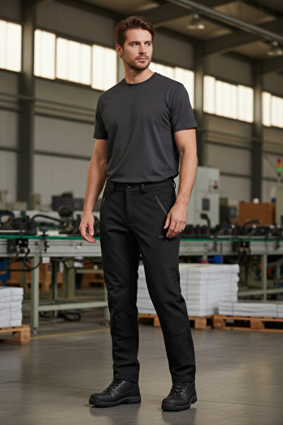 Dolunay İş Elbiseleri Ανδρικό αδιάβροχο μαύρο παντελόνι Softshell Tactical Ou...