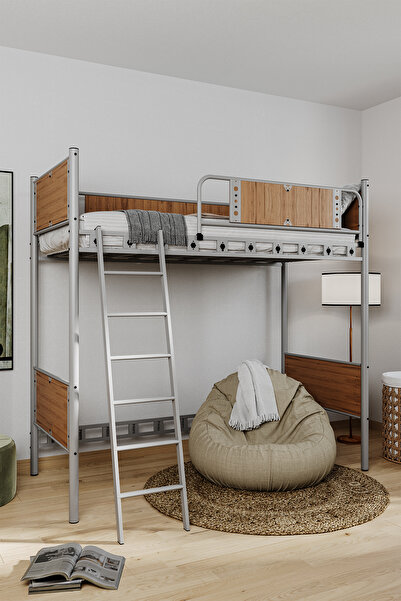 ARGİMO Prizma Genç Çocuk Odası Metal Ranzalı Karyola 90x190 Gri