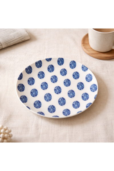 Tulü Porselen Tulu Porselen Madre Pasta Tabağı - Mavi - 19 cm