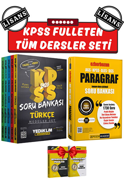Yediiklim Yayınları KPSS Lisans Tüm Dersler Soru Bankası Seti: Paragraf+Türkç...