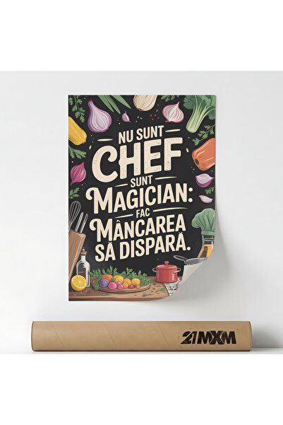 21mxm Poster 'Fac Mancarea Sa Dispara' Pe Panza Mata – Design Minimalist Buca...