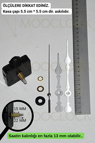 MOOCLOCK Saat Makinesi, Akar Sessiz Duvar Saati Mekanizması, 22 MM şaft, Akre...