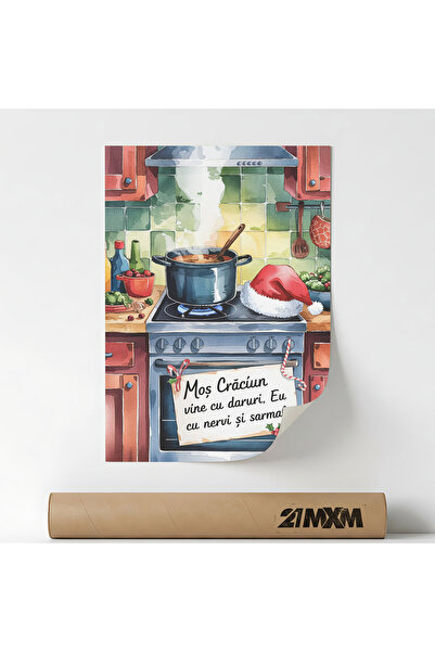 21mxm Poster 'Nervi si Sarmale' Pe Panza Mata – Design Minimalist Bucatarie, ...