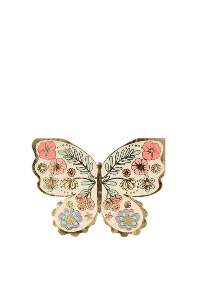 Meri Meri - Floral Butterfly Napkins - Çiçekli Kelebek Peçete - 16'lı
