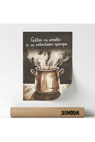 21mxm Poster 'Gatim Cu Emotie' Pe Panza Mata – Design Minimalist Bucatarie, F...