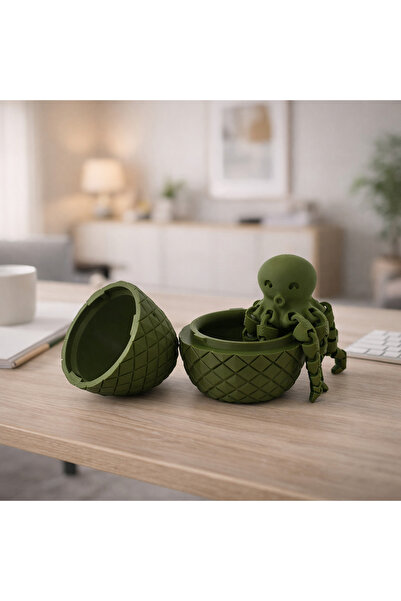 Sani Figurină, Ou Mediu cu Caracatiță Mini 67x 85 mm, Verde Închis