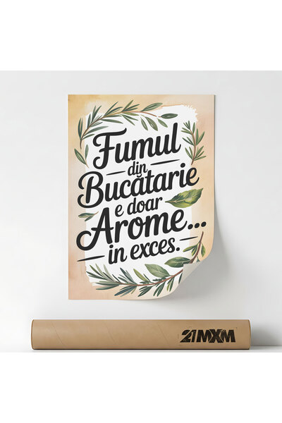21mxm Poster 'Arome in Exces' Pe Panza Mata – Design Minimalist Bucatarie, Fa...