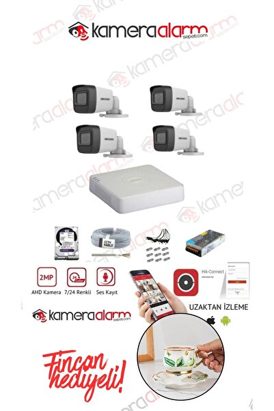 Hikvision 4 Kameralı Güvenlik Kamera Hazır Set- 4 Kamera Kayıt Sistemi