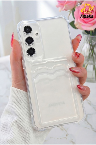 Fibaks Galaxy A17 Kılıf Kamera ve Köşe Korumalı Arkası Kartlıklı Cüzdanlı Dar...