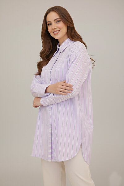 benguen Lilac Striped Shirt - 12022 Model